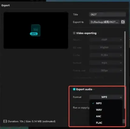 Export Audio Only