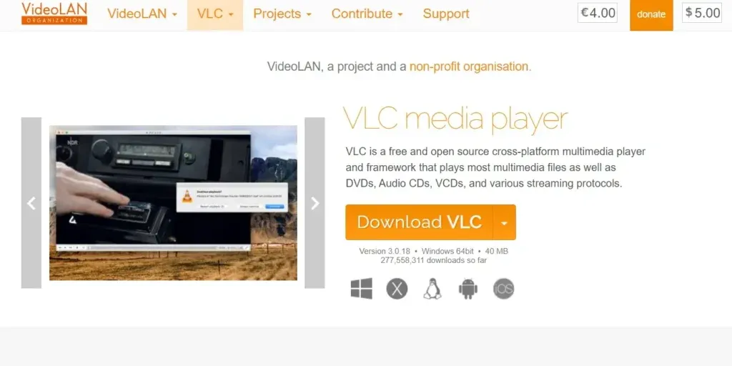 vlc's homapage