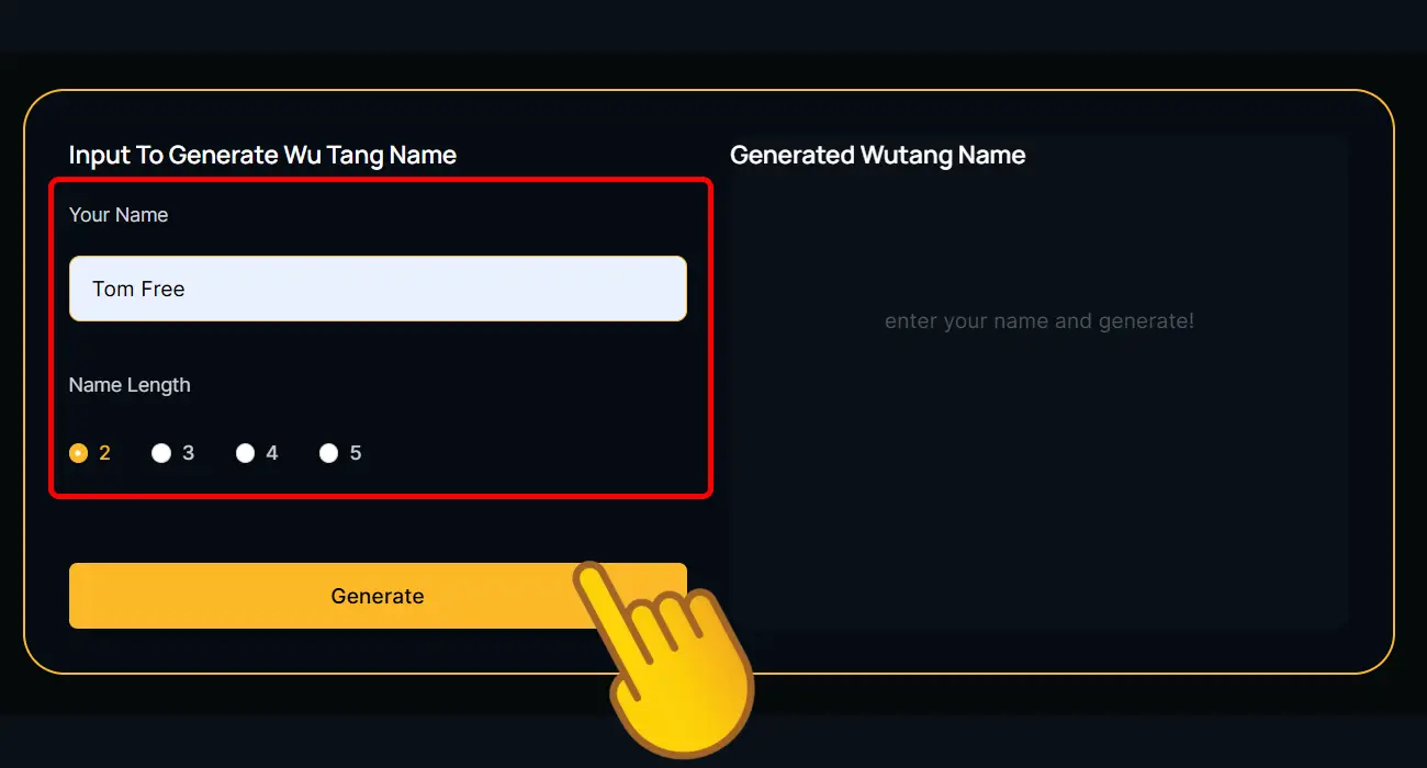 Step 1: Enter Your Name and Click Generate