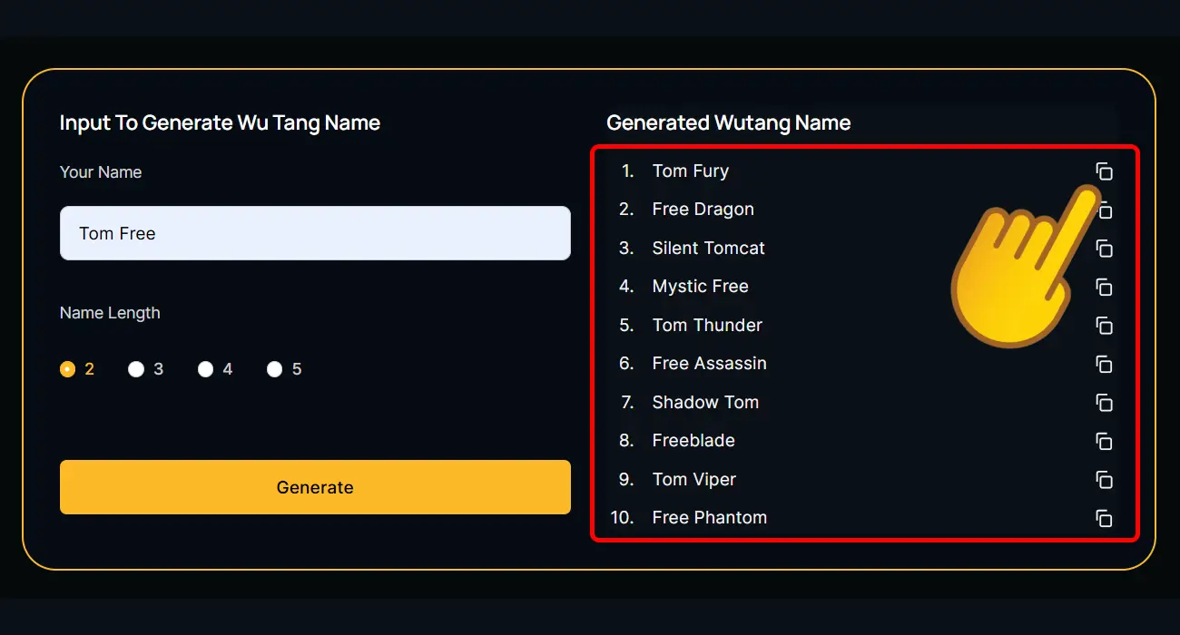 Step 3: Copy and Share Your Wu-Tang Name