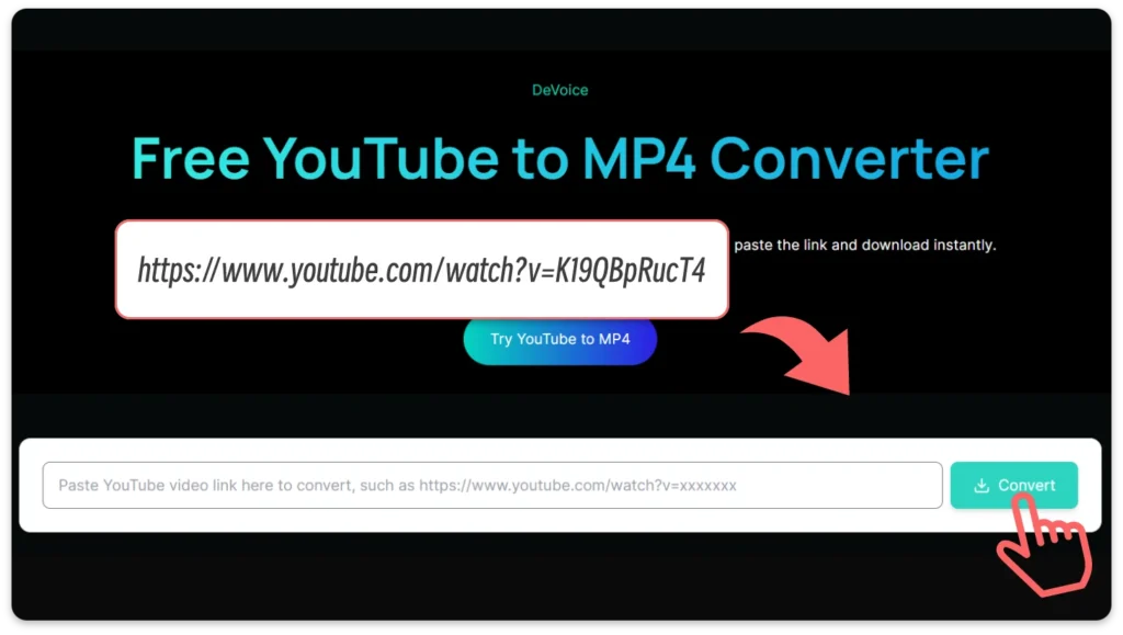 Step 2: Paste It into YouTube to MP4 Converter Free
